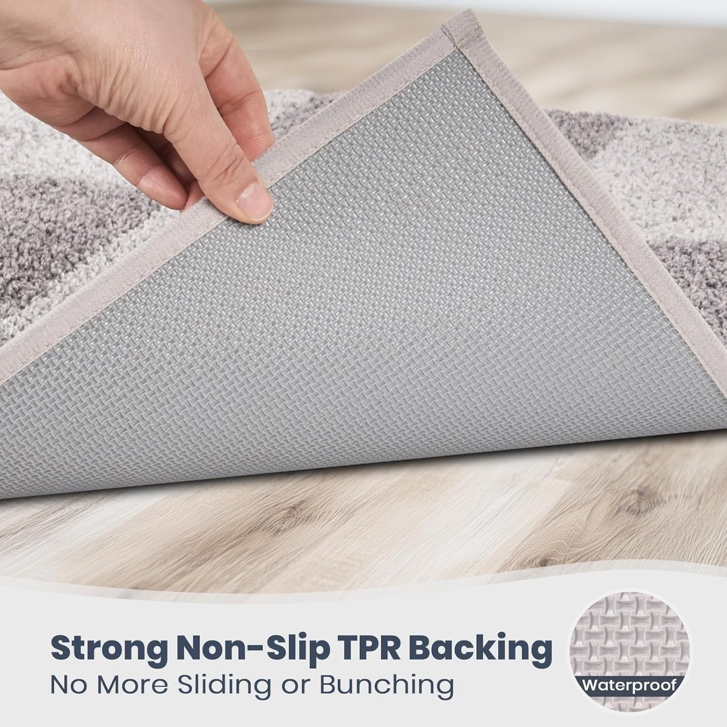 PURRUGS Bathroom Rug Non-Slip Machine Washable 30" x 60", Super Absorbent and Quick-Dry Bath Mat, Extra Soft and Plush Bath Rug for Shower, Bathtub and Sink, Light Grey & Grey