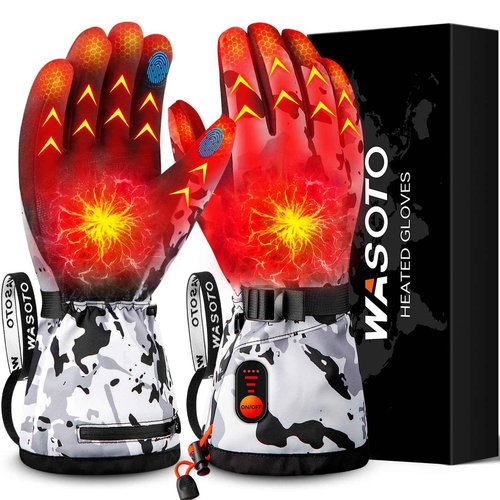 Heated Gloves for Arthritis Raynaud Men Women with 7.4V 22.2WH Rechargeable Battery Waterproof Heated Ski Gloves for Motorcycle Working Hunting Hiking Camping Walking Arthritis Raynaud(M White)