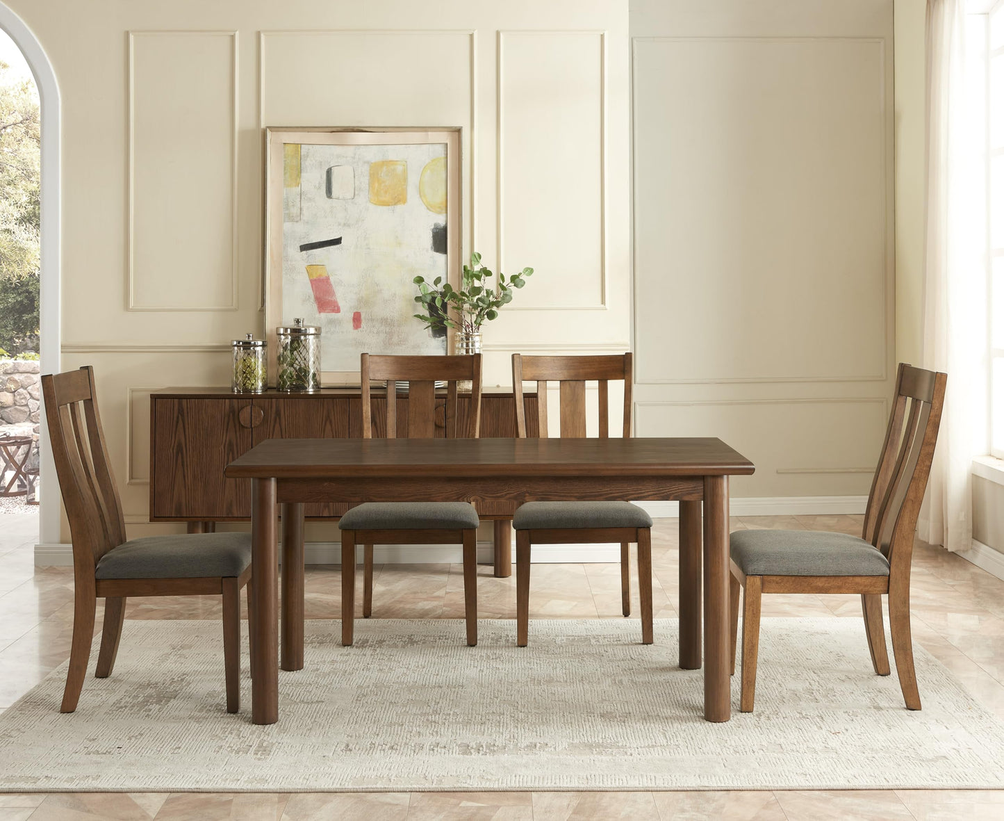 EASTALOLO 60" Rectangular Dining Table for 6 Person, Retro Kitchen Table, Wooden Dinner Room Table with Solid Wood Legs, for Home Kitchen Restaurant Living Room