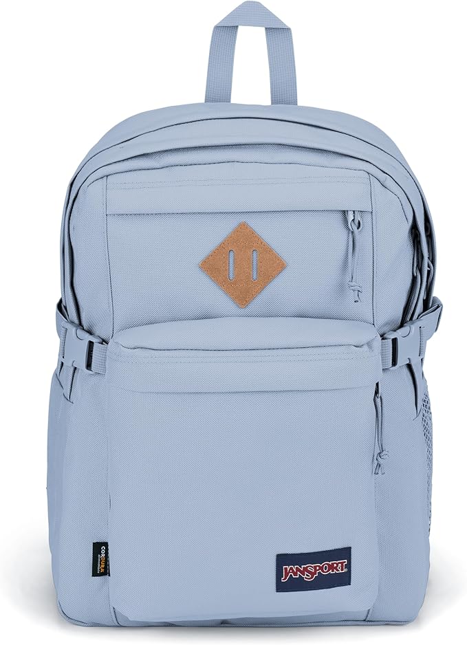 JanSport Main Campus FX Backpack - Travel or Work Bag w 15-Inch Laptop Pack with Leather Trim, Blue Dusk