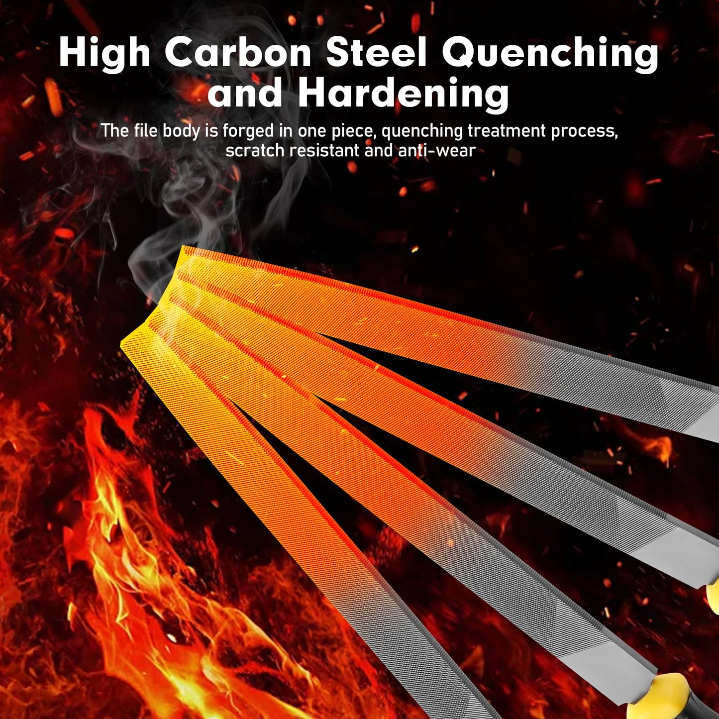 TOYIKOM 8 Inch Flat Hand Metal File, Metal Files for Steel with Ergonomic Handle, Durable High Carbon Steel Files Tools for Metal Wood and Stone Trimming, Shaping, Bastard File with Uniform Teeth