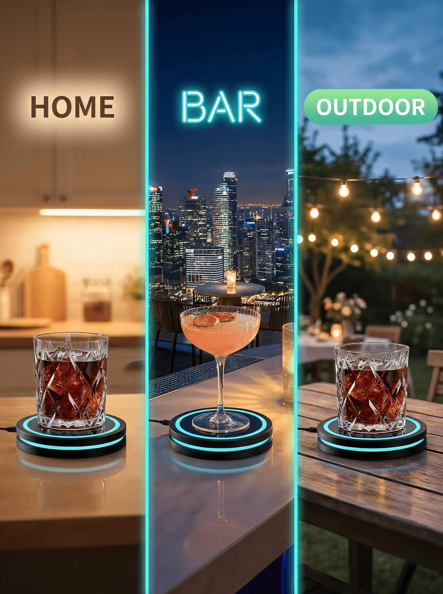 Smart Coaster Cocktail Maker Machine with LED Lights & Waterproof Design – Interactive Color-Changing Cup Pad for Home Bar, Professional Drink Mixing, Automatic Cocktail Mixer with Smart Sensor