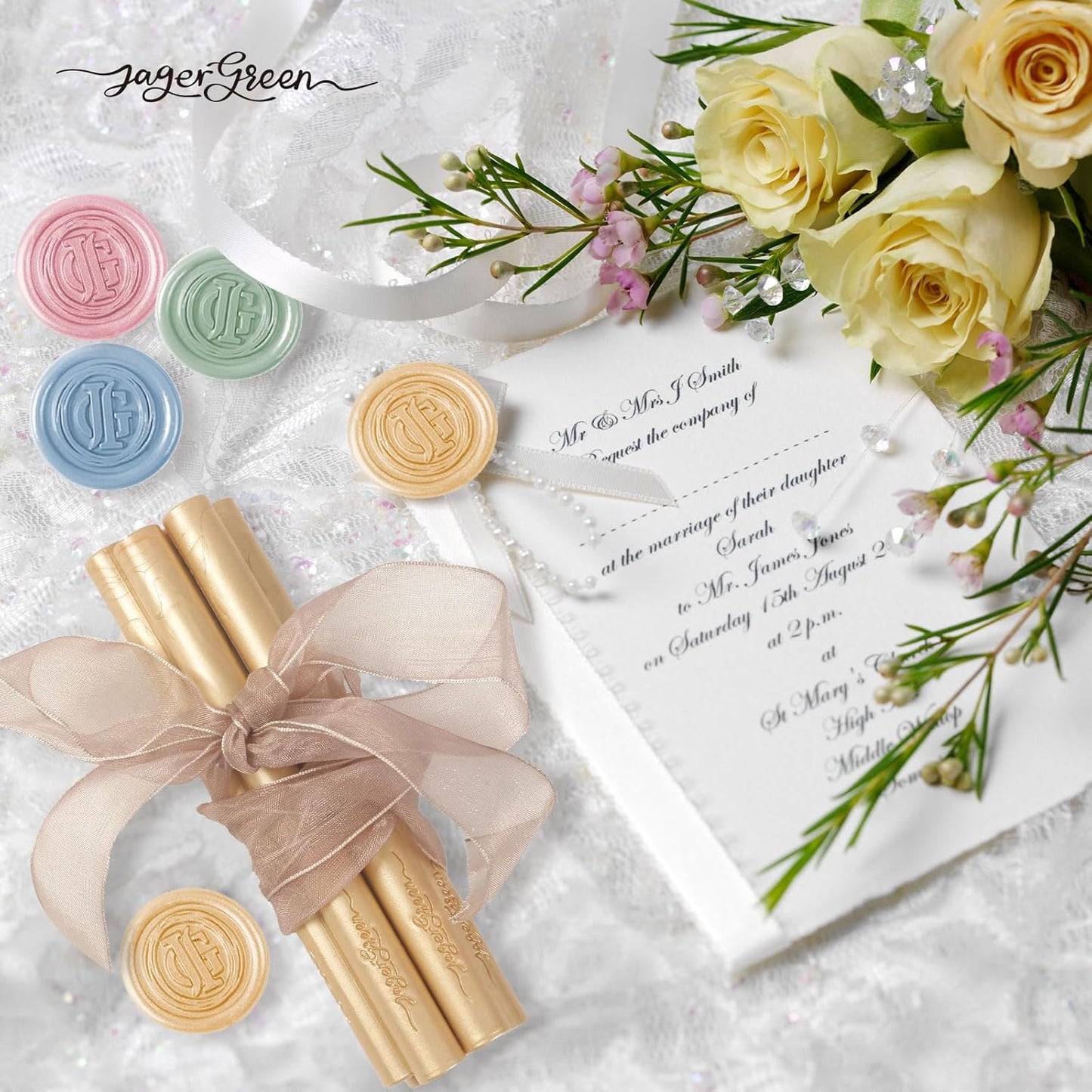 Green Wax Seal Sticks, 8 Pack, Perfect for Wedding Invitations, Envelopes, Cards & More