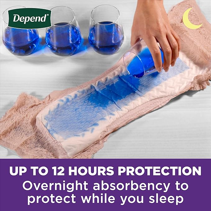 Depend Night Defense Adult Diapers, Incontinence & Postpartum Bladder Leak Underwear for Women, Disposable, Overnight, Large, Blush, 22 Count, Packaging May Vary