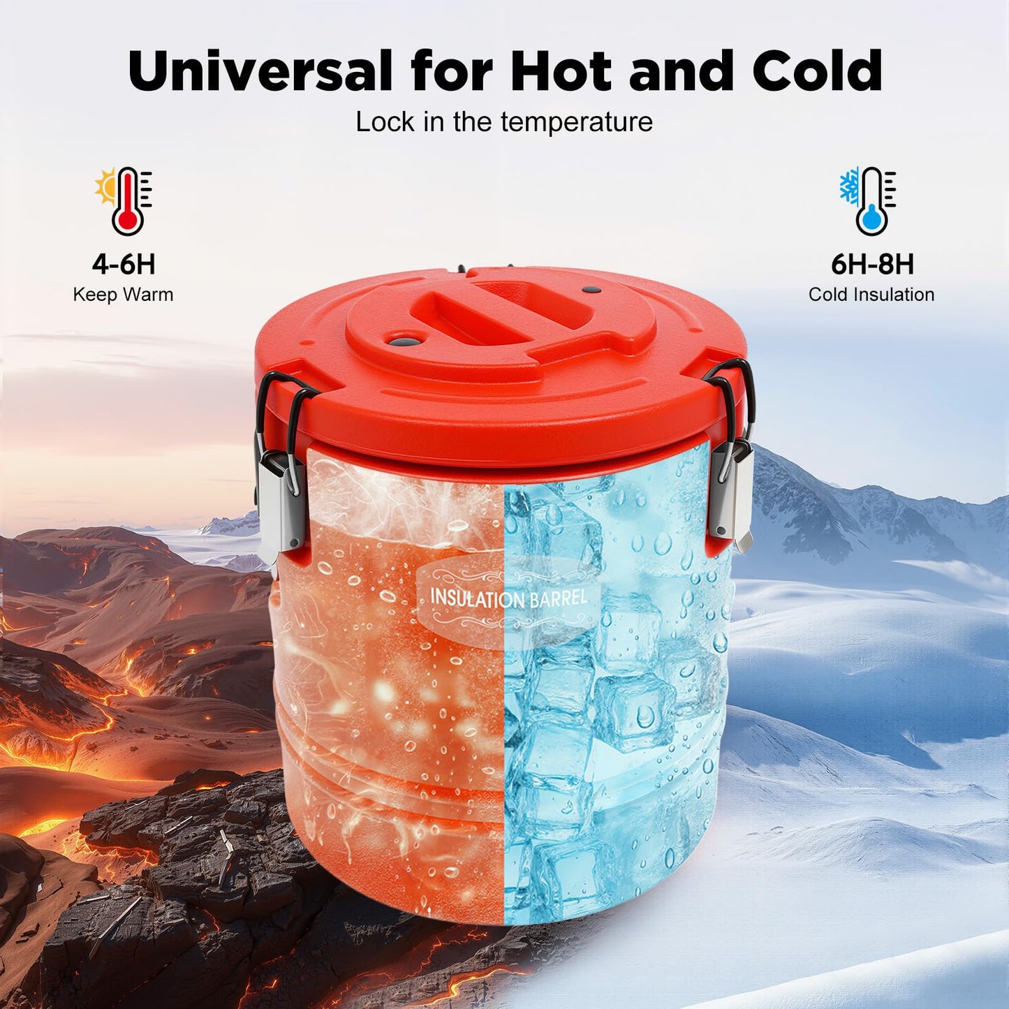 Commercial Insulated Food Container, 16QT/4Gal Insulated Soup Container Bucket Commercial Food Warmer Insulation Barrel for Hot or Cold Food for Restaurant, Canteen, Home