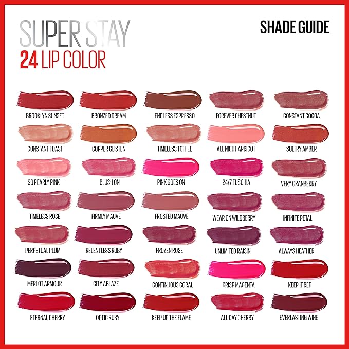 Maybelline Super Stay 24, 2-Step Liquid Lipstick Makeup, Long Lasting Highly Pigmented Color with Moisturizing Balm, Optic Ruby, Ruby Red, 1 Count