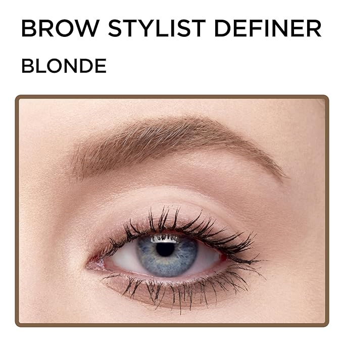 L'Oreal Paris Makeup Brow Stylist Definer Waterproof Eyebrow Pencil, Ultra-Fine Mechanical Pencil, Draws Tiny Brow Hairs and Fills in Sparse Areas and Gaps, Blonde, 0.003 Ounce (Pack of 2)