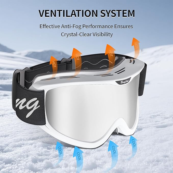 BangLong Ski Goggles, Snowboard/Snow Goggles Anti Fog UV Protection Design for Men Women Skiing, Skating,Snowmobilet,Youth