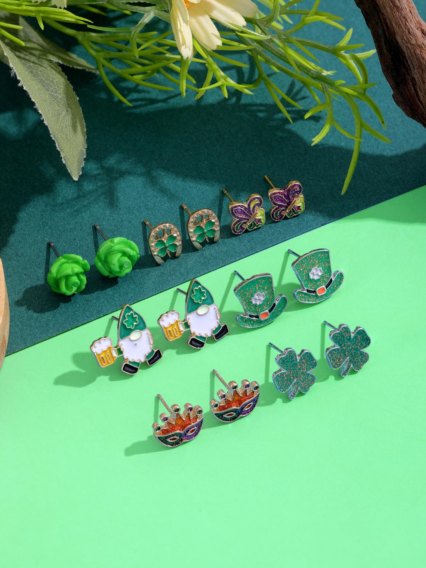 54 Pairs Hypoallergenic Holiday Earrings Set for Girls Women Halloween Christmas Fall Thanksgiving Earrings Valentine's Day St. Patrick’s Day Easter 4th of July Earring