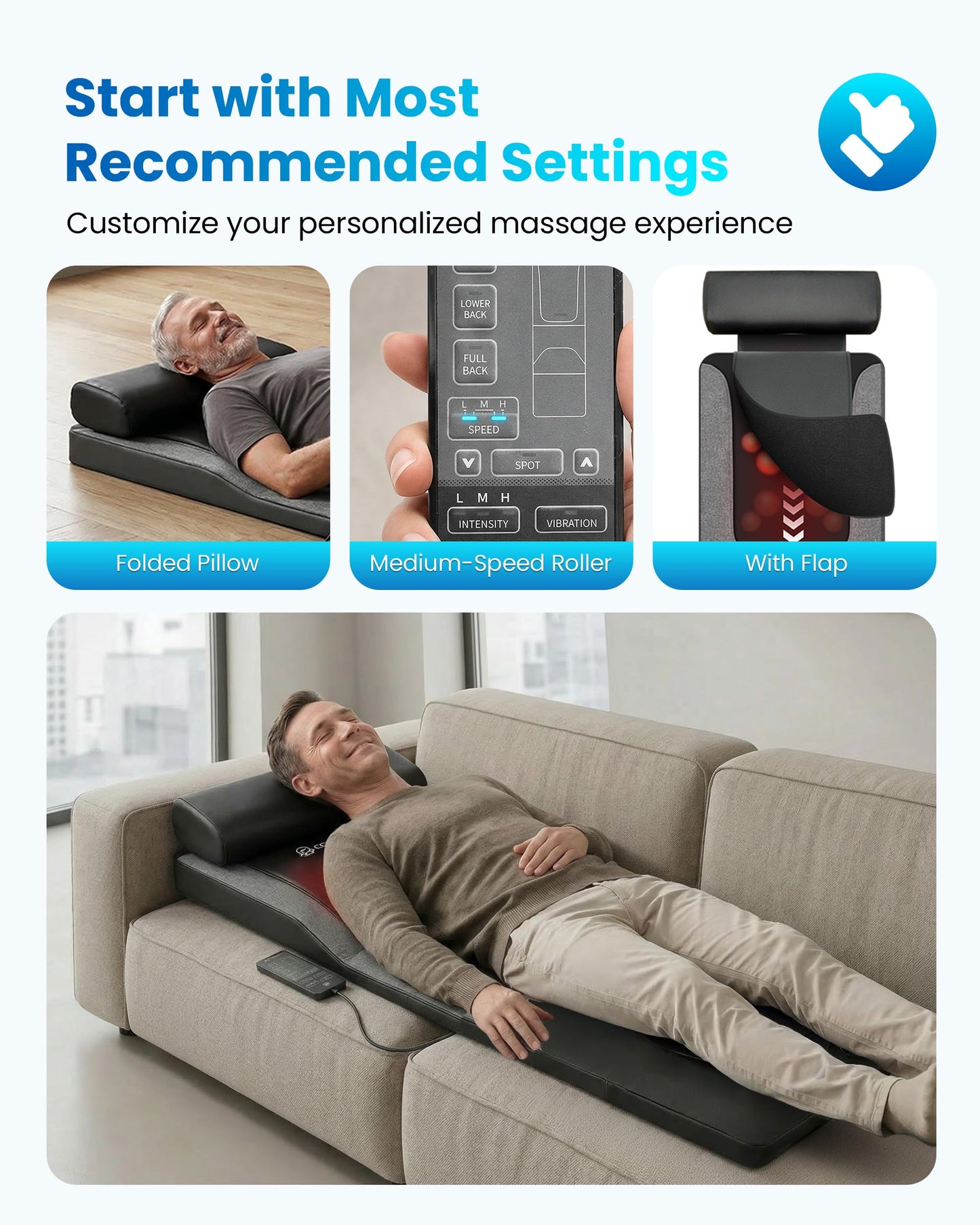 COMFIER FSA Full Body Massage Mat with Heat,HSA Eligible Shiatsu Back Massager for Pain Relief Deep Tissue Kneading&Vibration,Heating Chair Massage Pad for Recliner Sofa Bed,Father‘s Day Gift for Dad