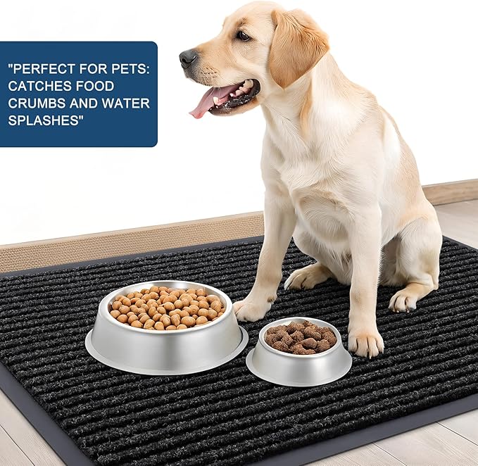 OLANLY Front Door Mat Indoor Outdoor Entrance, Waterproof Heavy Duty Doormat, Fade Resistant, Low Profile, Easy Clean Patio Porch Welcome Floor Mats for Entry, 71x23, Off-Black