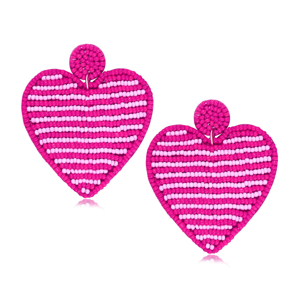 Valentines Day Earrings Beaded Heart Drop Earrings Edged in gold beading Fashion Trendy Big Love Dangle Earrings for Women State