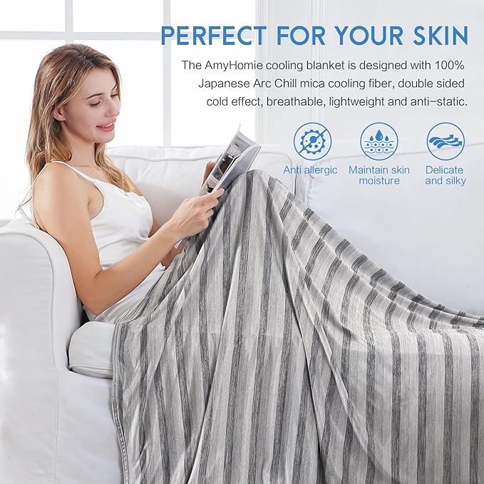 AmyHomie Cooling Blanket,Summer Blankets with Double Sided Cold Effect, Arc-Chill Q-Max>0.6 Cool Fiber, Breathable Lightweight Blankets for Hot Sleepers Night Sweats