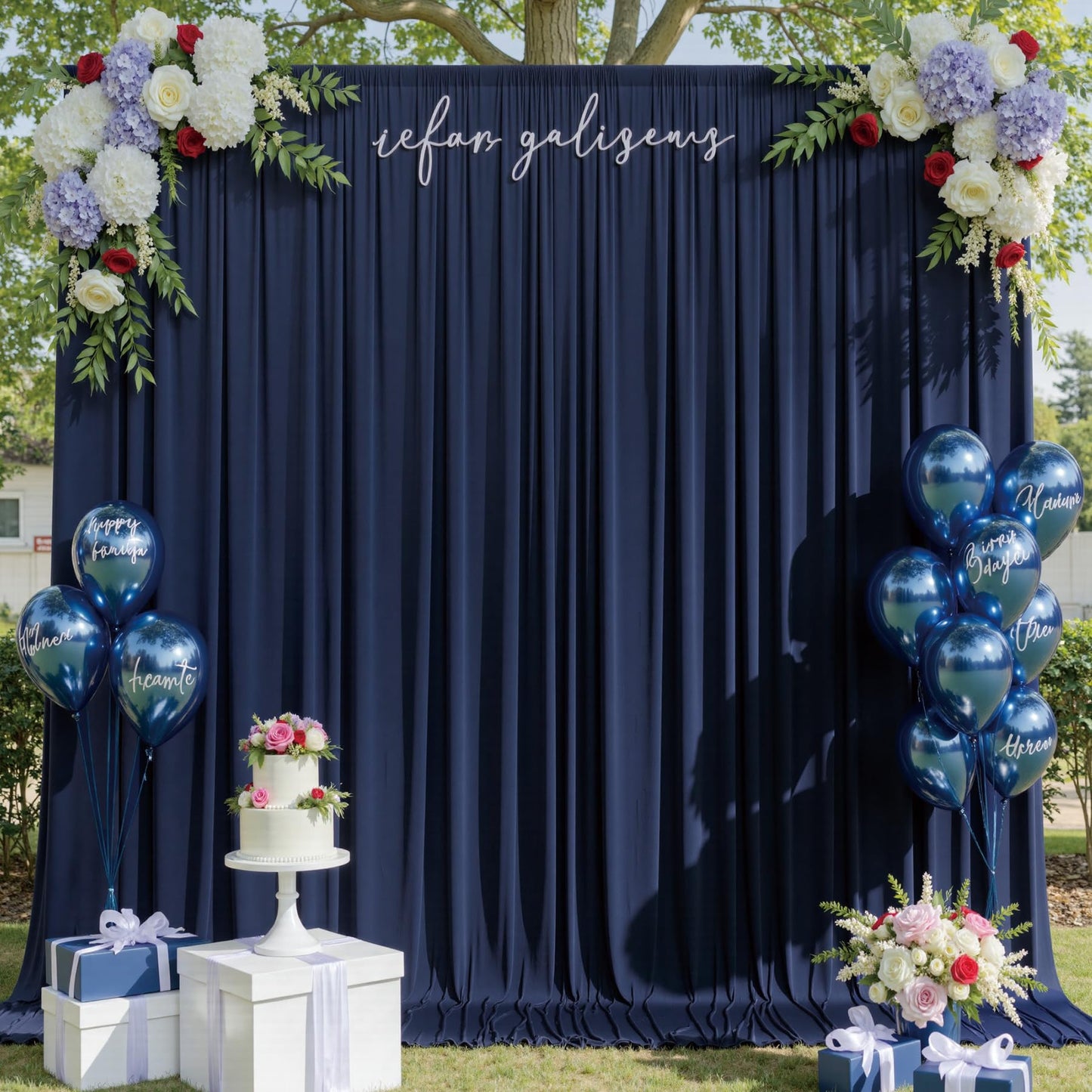 30ftx10ft Navy Blue Backdrop Curtains for Party Background, Wrinkle Free 6 Panels Navy Photo Backdrop Drapes Back Drop Cloth for Wedding Birthday Photography Baby Shower Decor