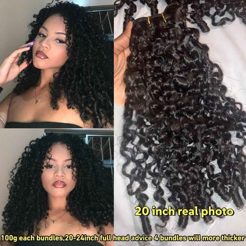 YMS 3C4A Burmese Curly Human Hair Bundles 24 Inch 1 Curly Bundles Human Hair Unprocessed Burmese Raw Hair Extension Real Human Hair 16A Natural Color Real Hair Weft Extensions with Spiral Curly End