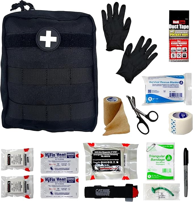 IFAK (Individual First Aid Kit) Trauma Kit with CAT Tourniquet — Medical Pouch for Tactical, Outdoor, Hiking, Military — B...