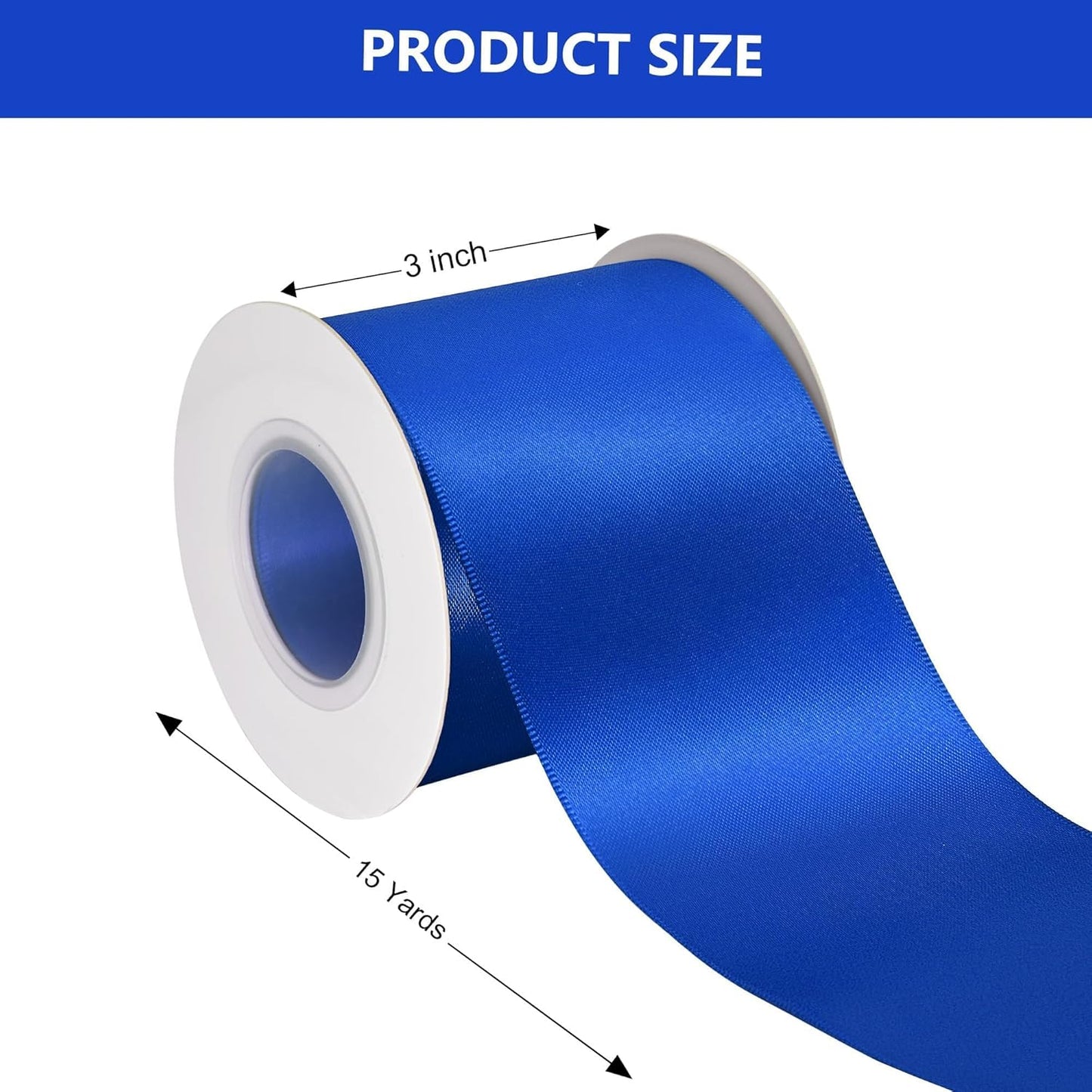 Royal Blue Satin Ribbon 3 Inch X 15 Yards Solid Color Double Faced Ribbons Perfect for Crafts Wedding Decor Bow Making Arts Sewing and More