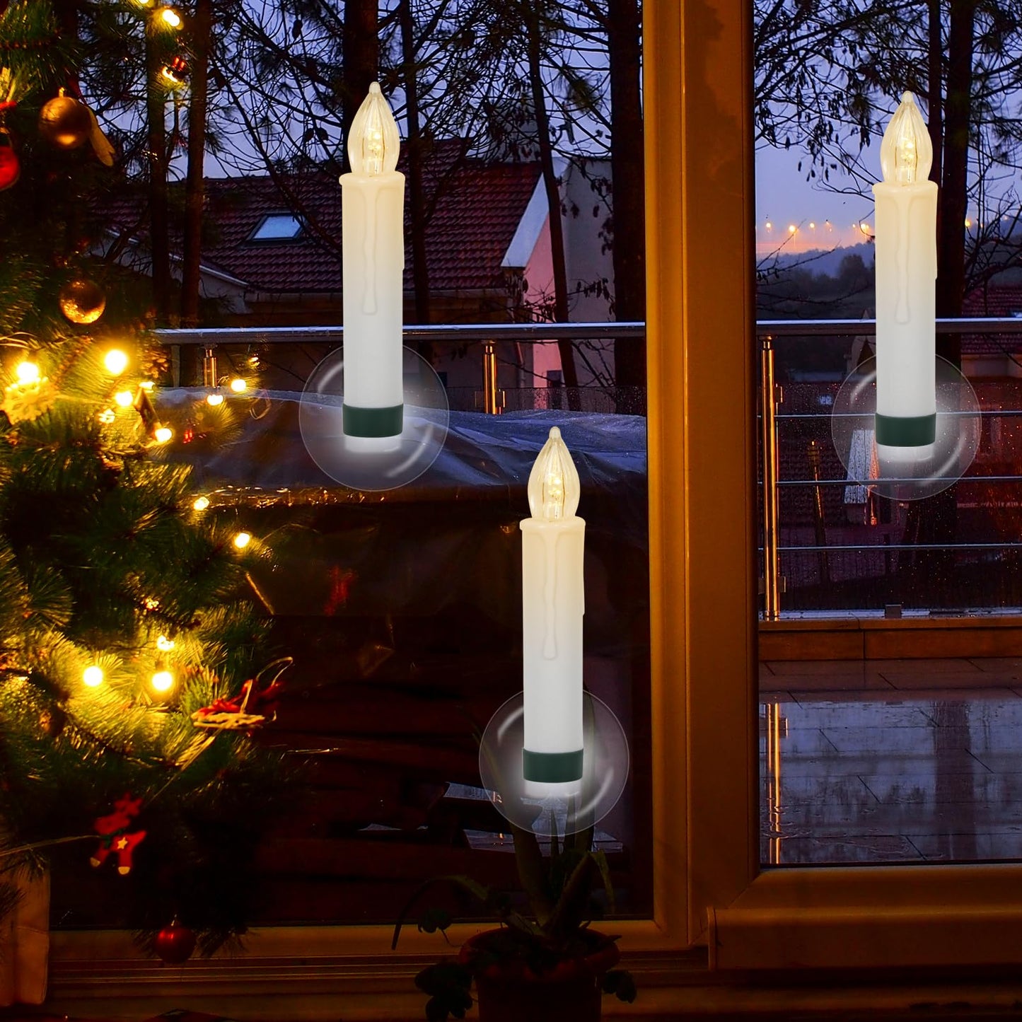 Wondise 30pcs Christmas Flameless Taper Candle Christmas Tree Candle Lights Battery Operated Candles with Remote & Timer, Plastic Flickering LED Candles for Christmas Holiday Home Garden Decor