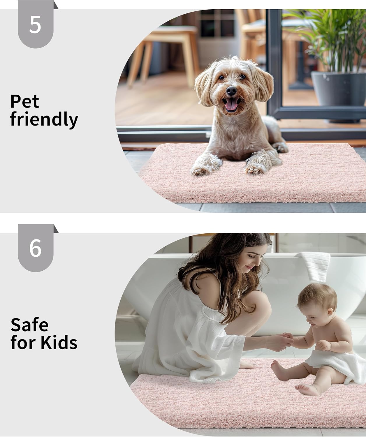 Small Bathroom Rug 17x24 Non Slip Pink Fluffy Bath Mat for Bathroom Floor Washable Plush Luxury Bath Rug for Tub Soft Shaggy Absorbent Shower Mat