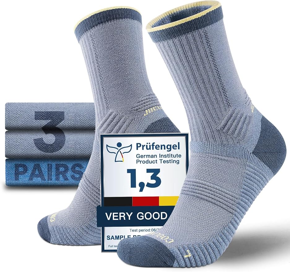 Juclise Womens Merino Wool Breathable Hiking Socks Lightweight Compression Seamless Moisture Wicking Anti-Blister Cushioned