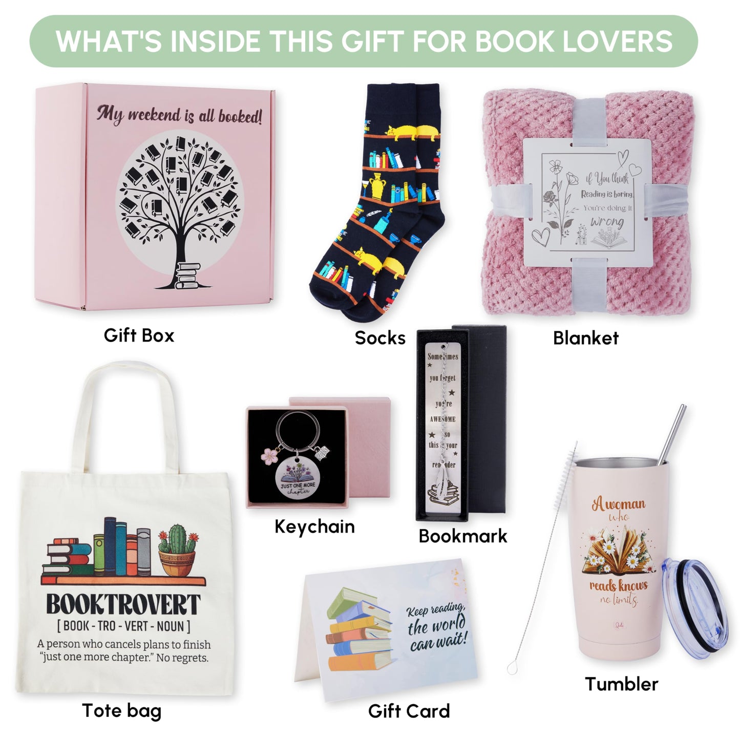 Luxury Book Lover Gifts for Women, Gifts for Readers Book Lovers Women, Books Club Accessories for Reading, Bookish & Librarian Gift, Bookclub Gift Ideas, Books Blanket Set Box Basket Stuff Birthday