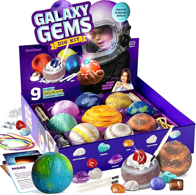 Dan&Darci Galaxy Gem Dig Kit for Kids - Gemstones Digging Science Kits for Kid Age 6-7, 6-8, 8-10 - Gifts for 6 7 8 9 10 1...