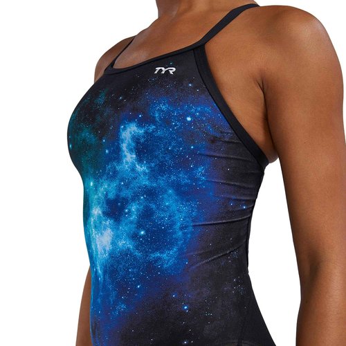 TYR Women's Durafast Elite Diamondfit Swimsuit, Blue/Green/Starborne, 30