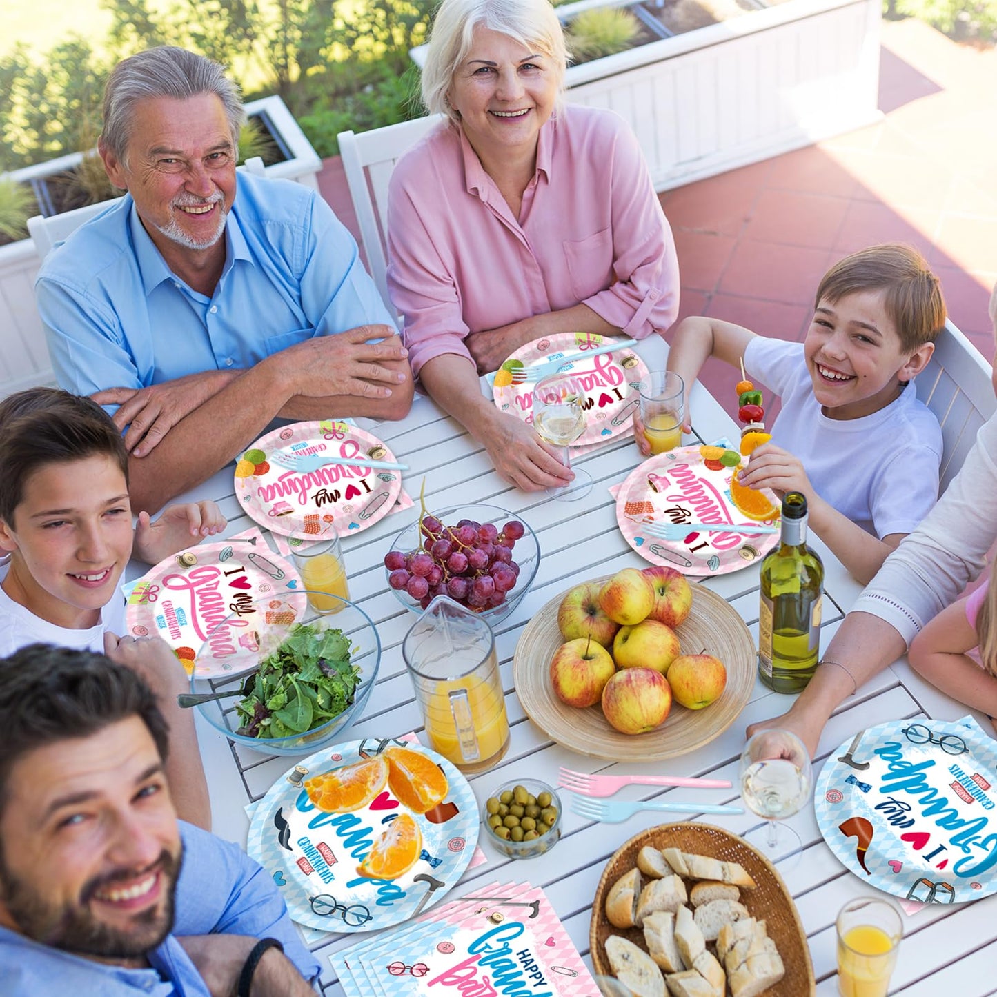 gisgfim 96Pcs Grandparents Day Party Supplies Happy Grandparents Day Birthday Paper Plates Napkin Grandma and Grandpa Tableware Dinnerware Decoration Favor for Grandma and Grandpa Party Home Serve 24