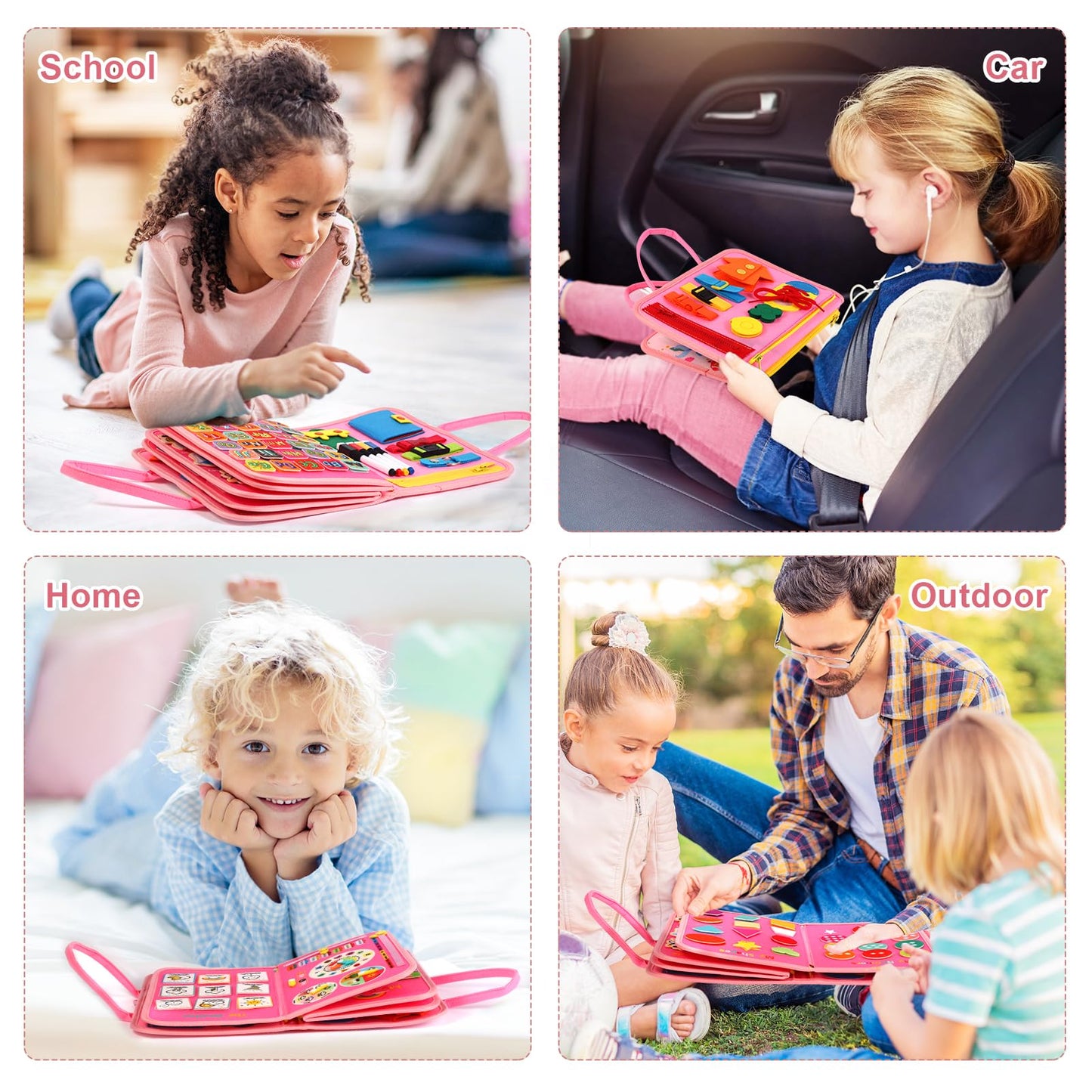 Hooku Busy Board for 1 Year Old, Montessori Toys for 2 Year Old, Baby Sensory Toy for Toddlers 1-3, Fine Motor Toy, Toddler Travel Toys, Toddler Learning Activities,Birthday Gifts for Baby Boy Girl