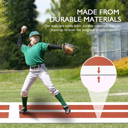 Softball Pitching Mat Regulation Softball Pitching Rubber/Mound for Pitchers Indoor Outdoor Pitching Practice with 5mm Pitching Pad Antifade Antislip Pitch 10' X 3'
