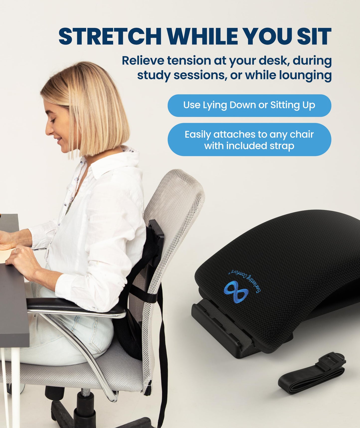 Everlasting Comfort Lumbar Support Board Back Stretcher for Lower Pain Relief - Adjustable Spine Decompression with 88 Acupressure Nodes - Back Cracking Device with Chair Strap for Posture Correction