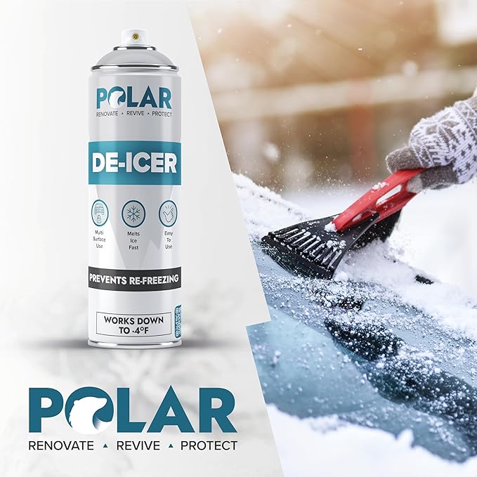 Polar De-Icer Spray for Car Windshield - 2 x 17 Fl Oz | Fast-Acting & Stops Re-Freezing | Instantly Melts Ice and Frost at −4°F | Spray Deicer for Car Windscreens, Mirrors, Headlights, Locks & Gates