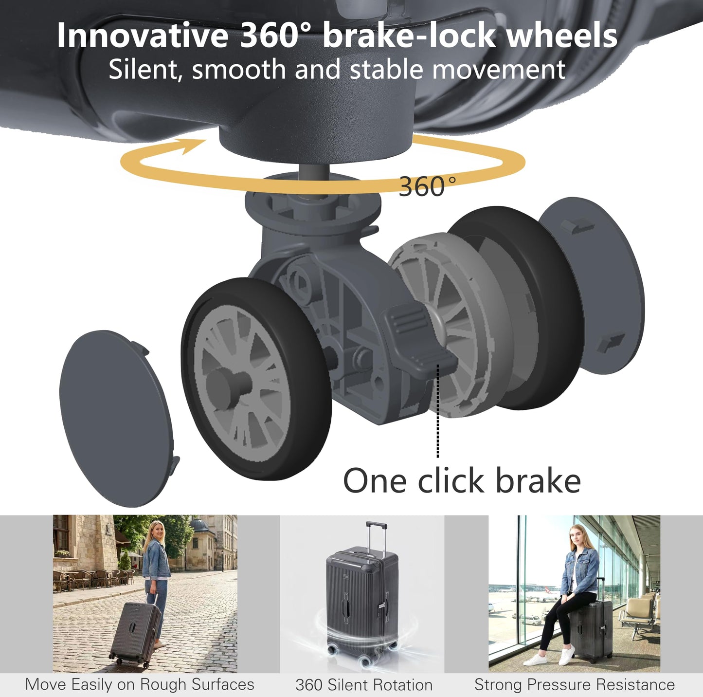 LIGHTGO Ultra-Lightweight PC+ABS Suitcase with TSA Lock & Quiet 360°Wheels, 20/26/30 Inch Expandable Luggage, Smart Organizer with Magical Divider & Waterproof Zone(20inch Carbon Grey)