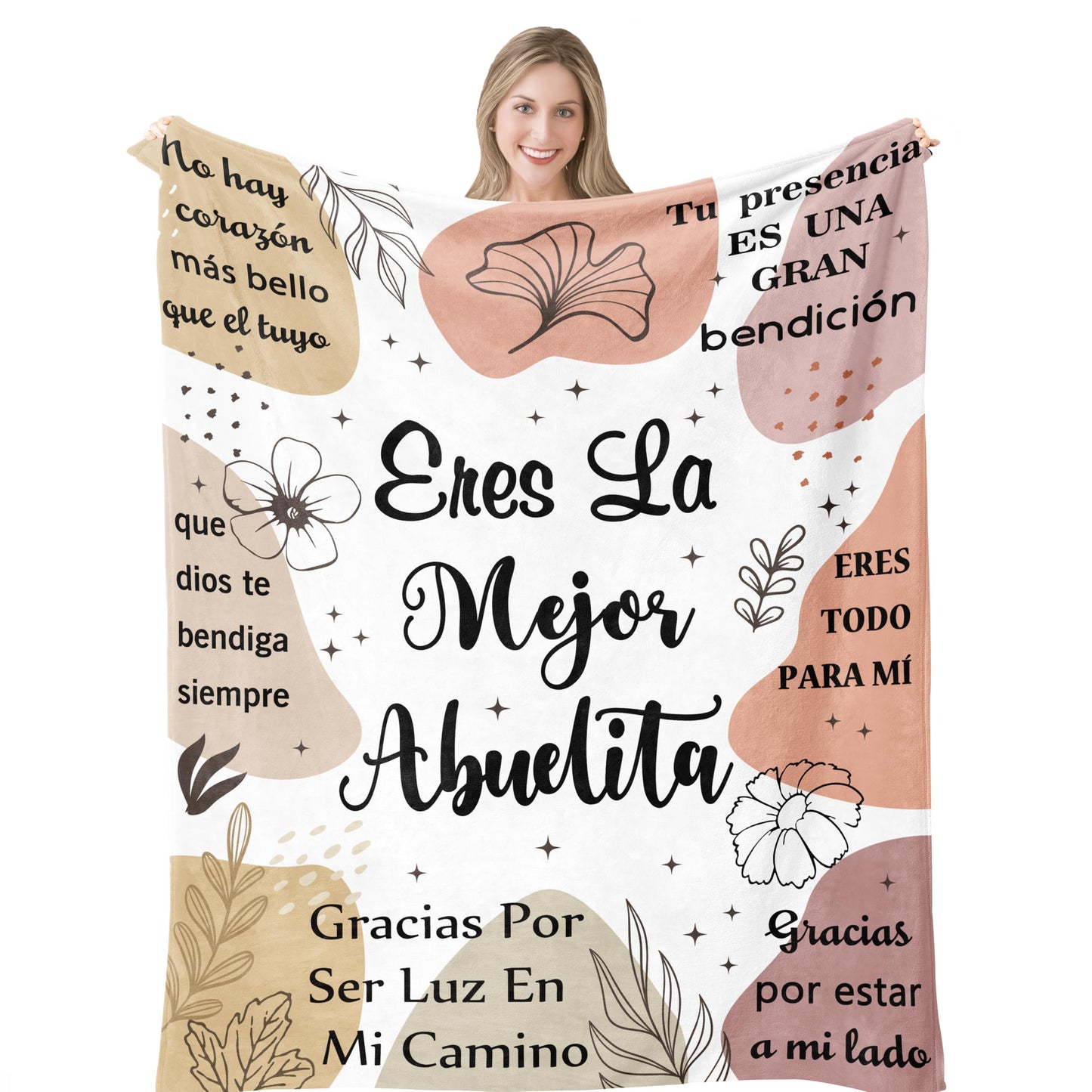 Puzopal Abuela Gifts, Abuelita Gifts Blanket 60"X50",Mothers Day Christmas Grandma Birthday Gift in Spanish, Mejor Abuela Gift from Grandchildren Blanket 60"X50"