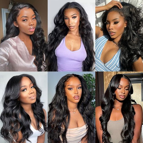 XEILOHO 12A Body Wave Bundles Human Hair 20 22 24 inch Brazilian Virgin Hair Bundles 100% Unprocessed Human Hair Body Wave Weft Extensions Quick Weave Hair Natural Black