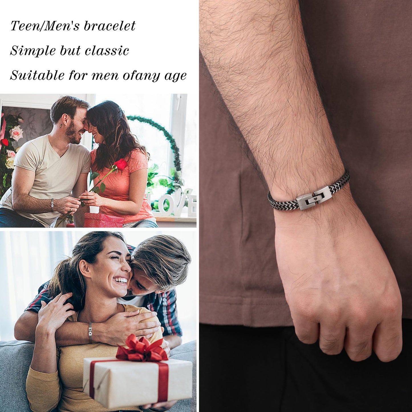 Husband Christmas Gifts Mens Bracelet, Husband Stocking Stuffers Link Chain Mens Jewelry Anniversary Birthday Gifts for Him