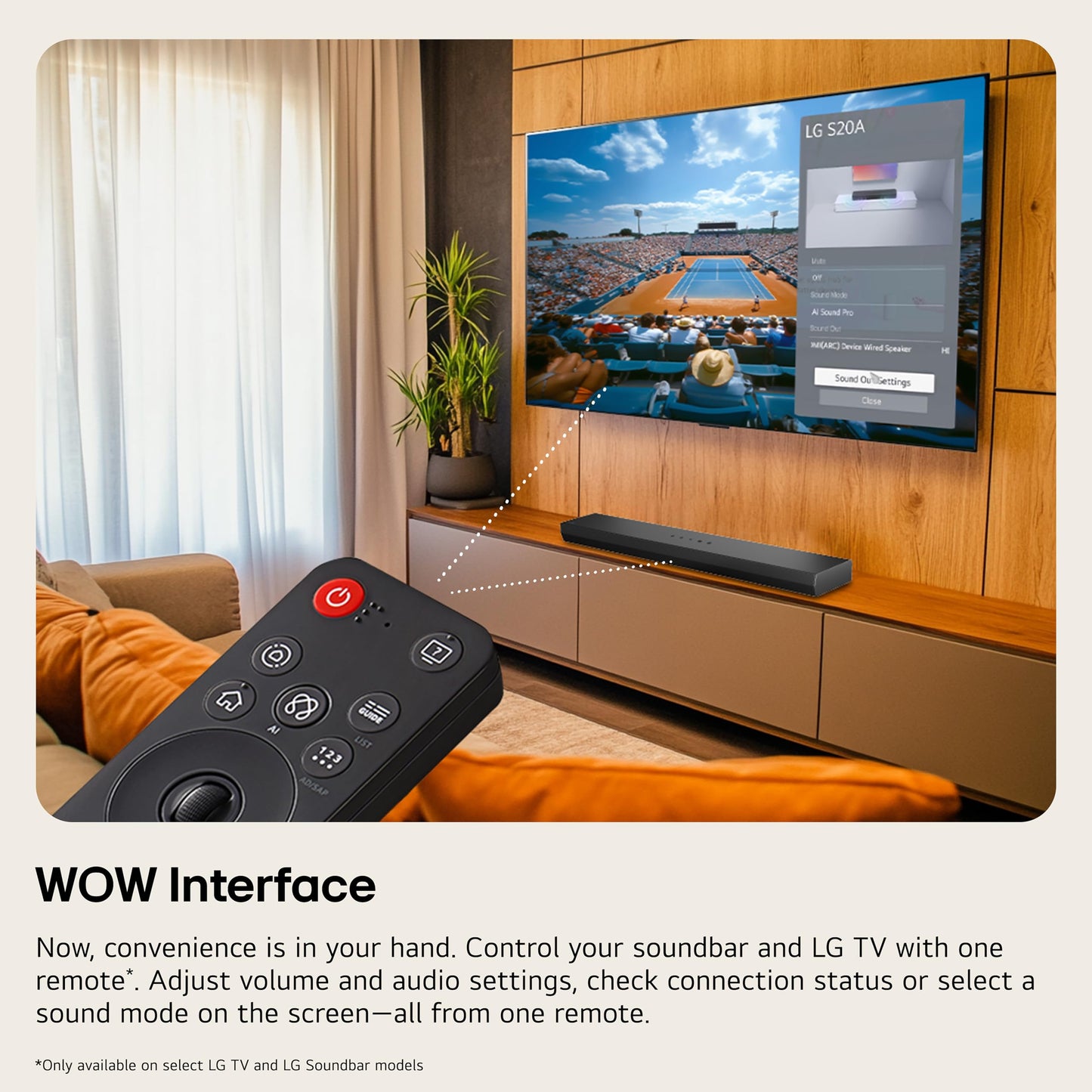 LG S60T 3.1 ch. Soundbar with Wireless Subwoofer, Dolby Audio, TV Synergy, Wow Interface, AI Sound Pro