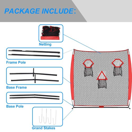 PGL Football Throwing Net - Quick Setup Practice Net Includes Carry Bag & Stable Frame and 3 Pockets - 6×6FT Quarterback Target for Improving Accuracy of Training