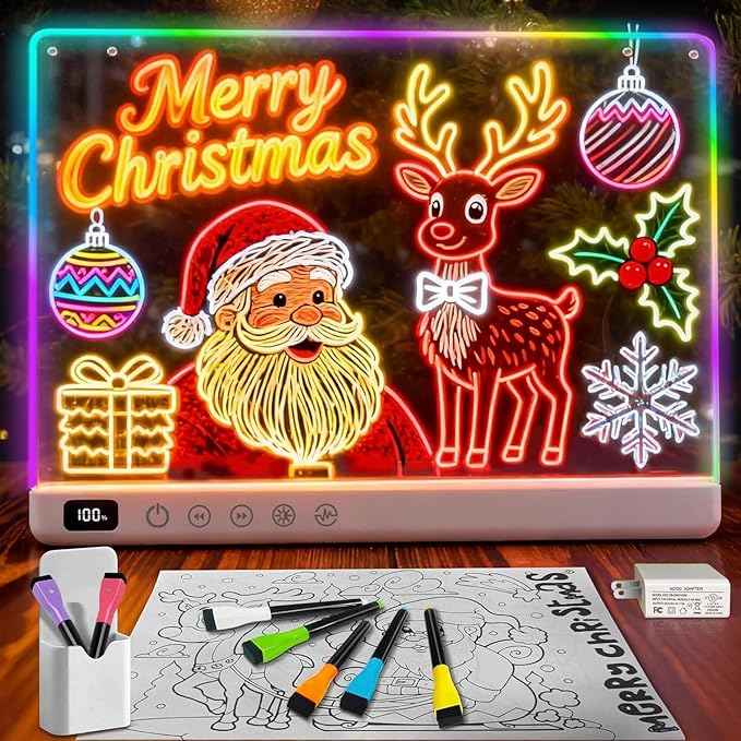 Cosmody Led Drawing Board for Kids-16'' Colorful Doodle Board Drawing Tablet-Rechargeable Light Up Drawing Pad-Educational...