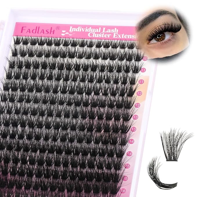 FADLASH Lash Clusters 100D Fluffy Eyelash Clusters 8-16mm Individual Lashes Cluster Eyelash Extensions 3D Effect Wispy Thick Lash Extension Clusters (100D-0.07-D, 8-16mm)