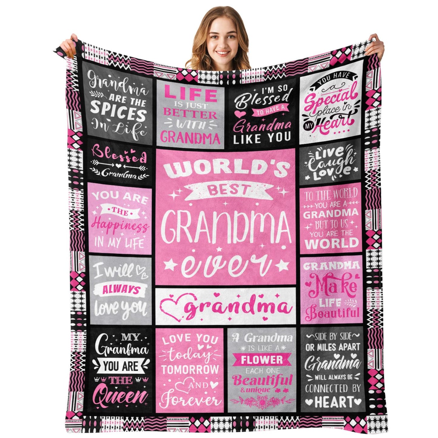 PVDSAVE Birthday Gifts for Grandma from Granddaughter - Christmas Mothers Day Birthday Gifts for Grandma from Grandchildren - Great Grandmas Gift - Grandmother Nana Gigi Gram Grandmas Blanket 50"x60"