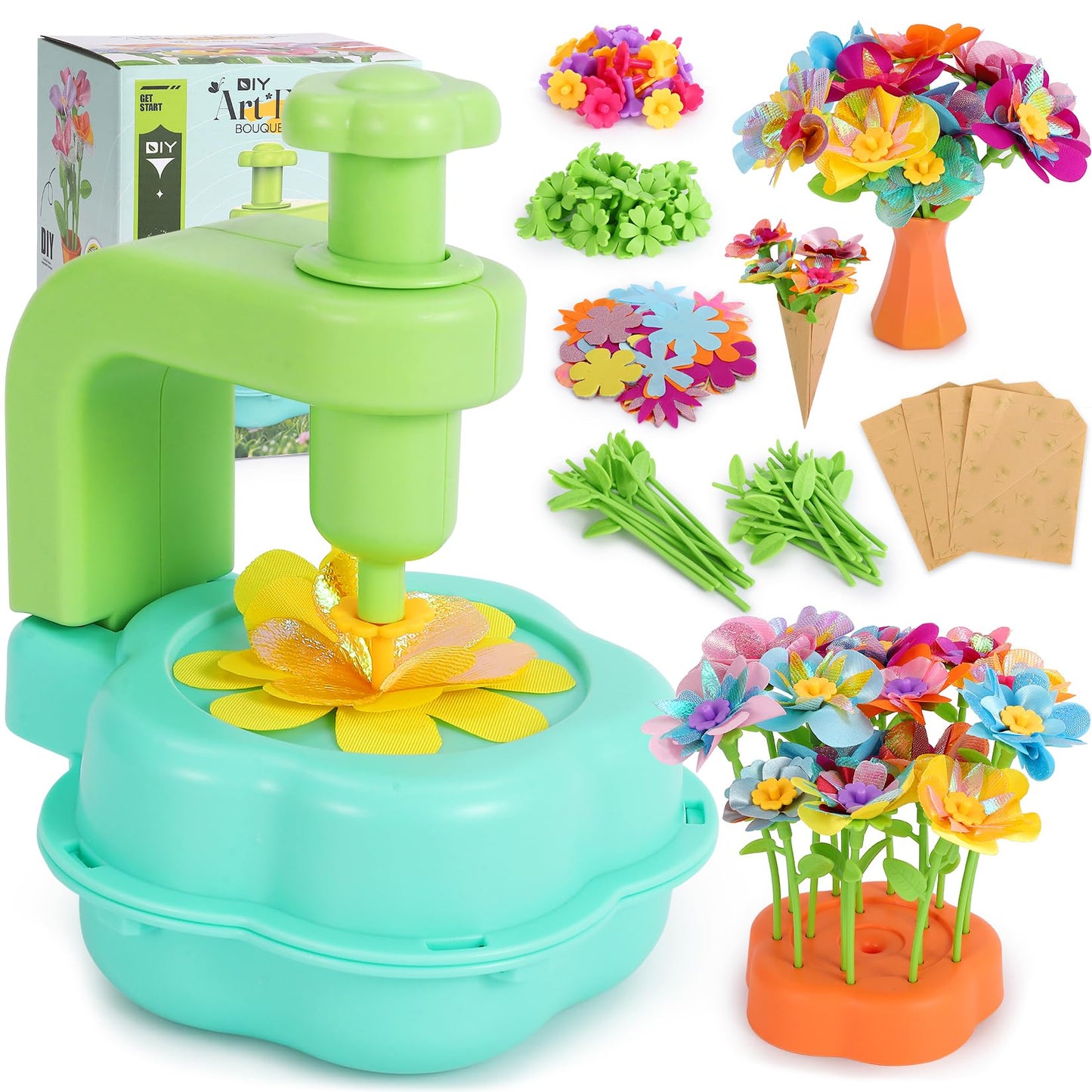 Flower Craft Kits Toys for Kids - Arts and Crafts for Girls Ages 4-10, Gifts for 4 5 6 7 8 9 Year Old Girls, Art Craft Activity for Kids, DIY Flower Making Kit, Creative Toys Gifts for Preschool