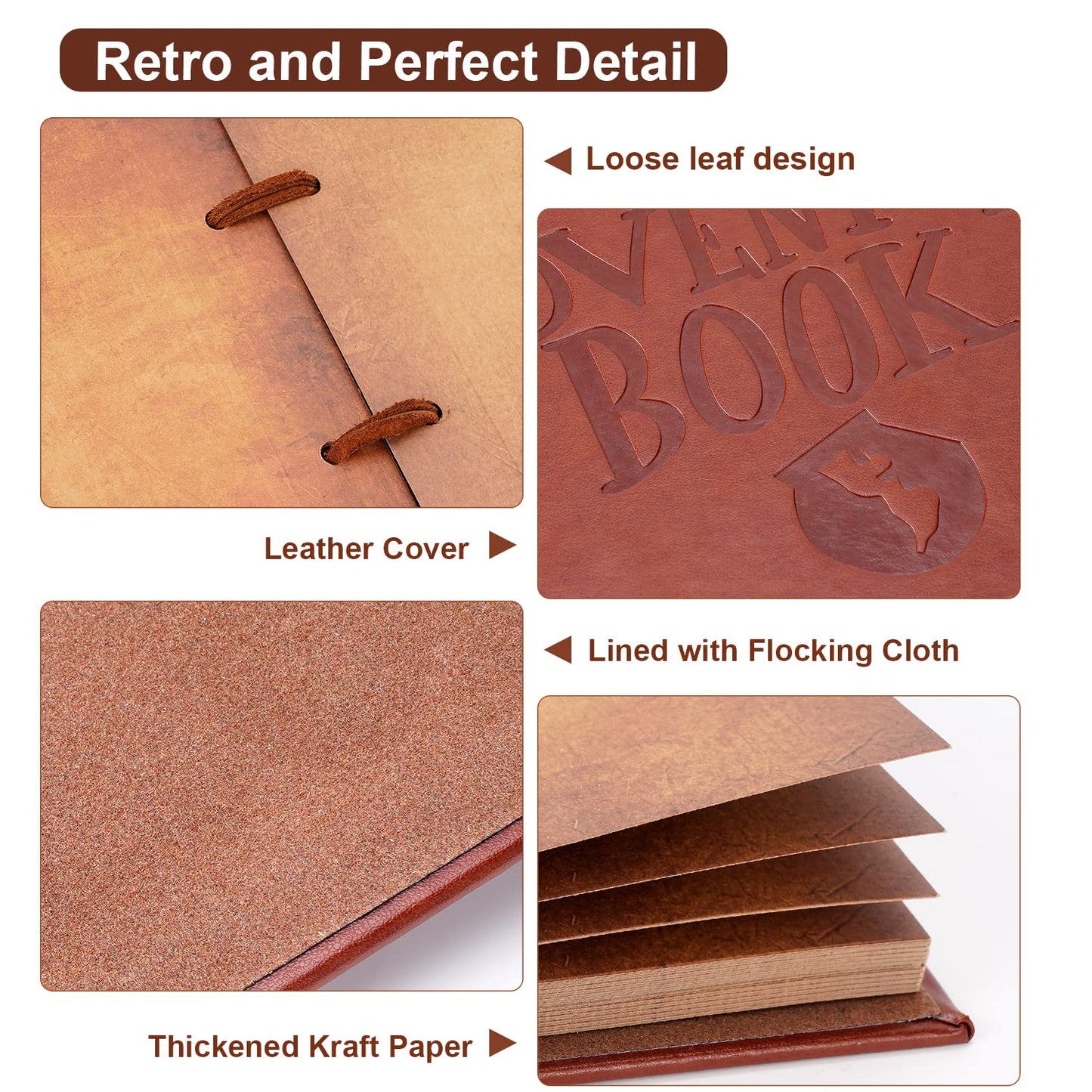 Our Adventure Book Scrapbook Photo Album,3D Embossed Words Leather Memory Book with 80 Pages for Couples Gifts,Anniversary Wedding,Valentine's Day