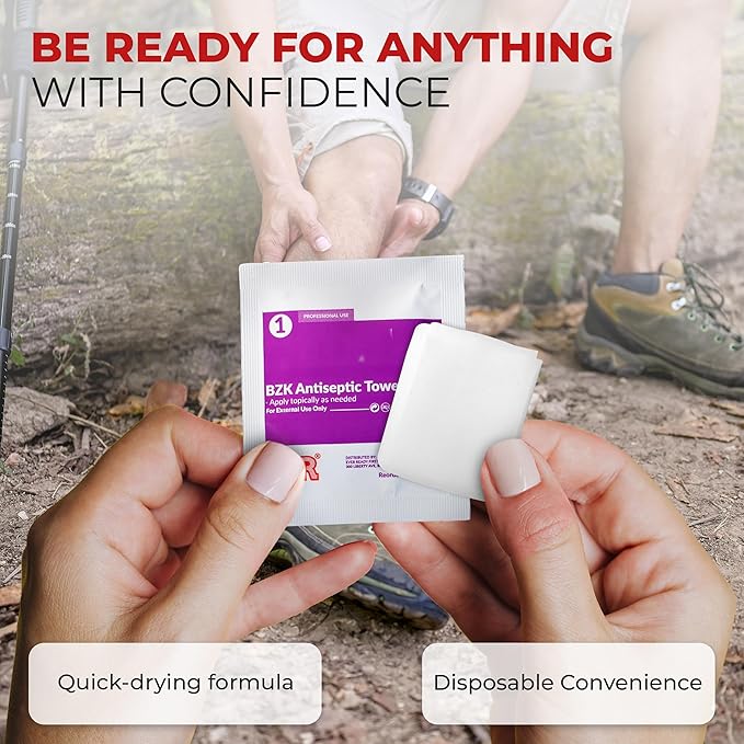 Benzalkonium BZK Wipes [1000 Count] – 5”x7” Antiseptic Towelettes, First Aid Hand Wipes, Individually Wrapped, Sterile for Skin Cleansing (Bulk Pack)