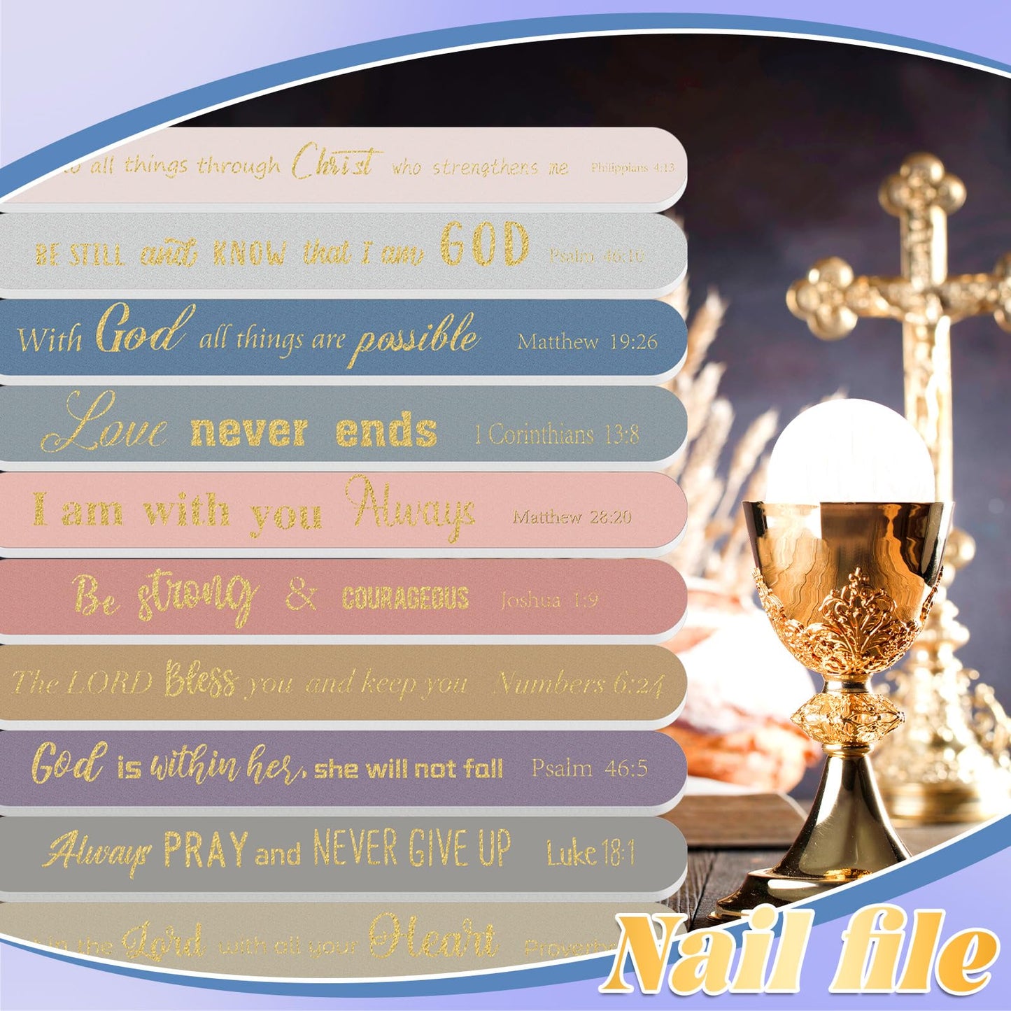 Lanties 50 Pack Christian Gifts for Women Bulk Bible Verse Scripture Nail Files Christian Religious Party Emery Boards Employee