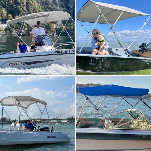 Cerumute 3 Bow Bimini Top Replacement Canvas with Stern Light Hole and Storage Boot, 900D Heavy Duty Waterproof Bimini Top Canvas Only Without Frame, 6'L 61"-66" W Burgundy