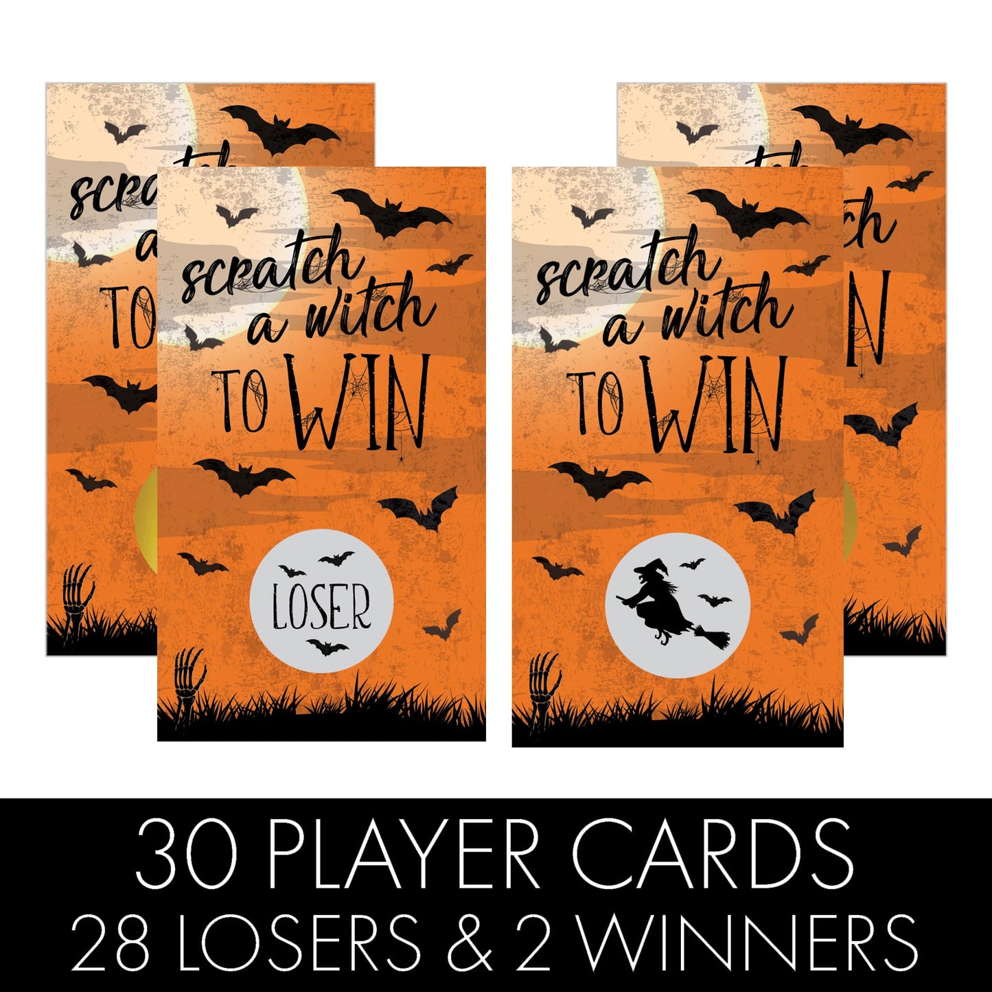 Scratch Off Halloween Party Game, Halloween Party Activity - 30 Cards