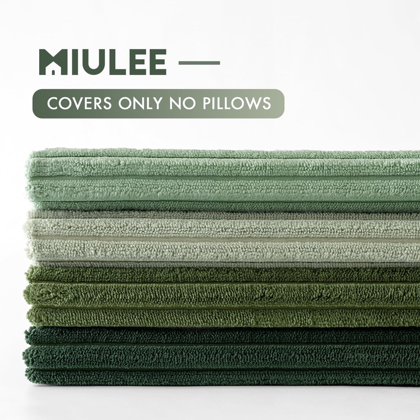 MIULEE Summer Boho Farmhouse Sage Green Throw Pillow Covers 18x18 Inch Set of 4 Mordern Nordic Cushion Covers Soft Corduroy Home Decor for Couch Bed Sofa Living Room Forest Green