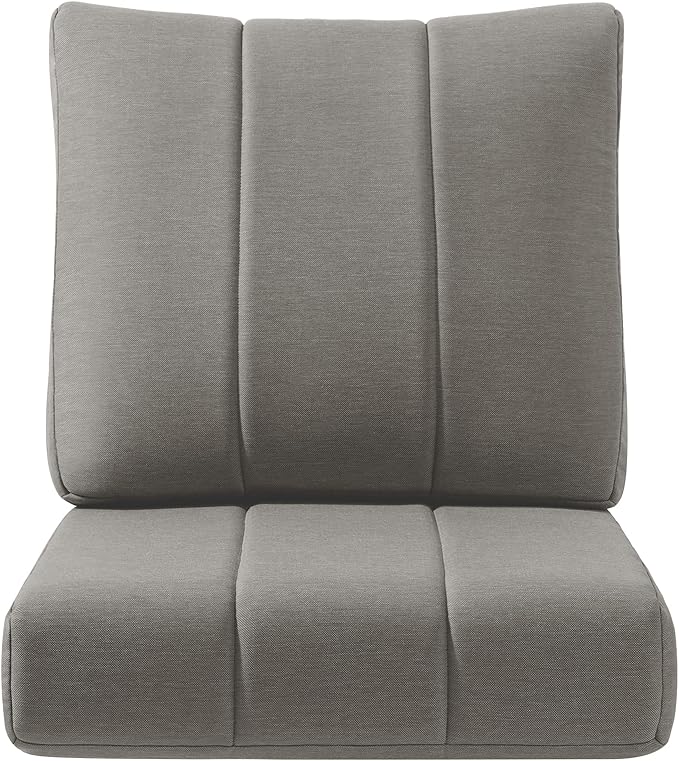 ACTREST Luxury 24x24x6 Inch Kitty Outdoor Cushions - Water Resistant 1 Set Patio Replacement Seat Cushion for Rattan Wicker Dining Rocking Swivel Chairs Loveseat Couch Sectional Sofa - Grey