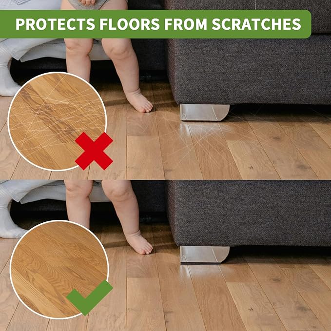 COVERCORNER Non Slip Furniture Pads 12 PCS 3'' Square - Anti Slip Furniture Pads - Self Adhesive Rubber Feet Furniture Feet - Chair Leg Floor Protectors - Keep Furniture in Place